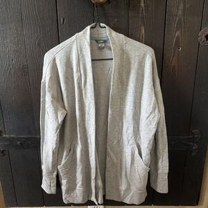 eddie bauer Open Front Cardigan Grey Pockets Soft Size Small I